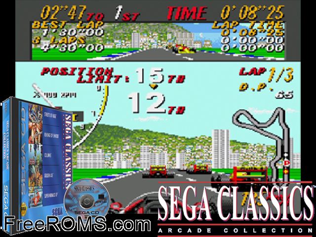 5 in 1 Sega Arcade Classics Sega CD game showing 3D box cover and gameplay screenshot