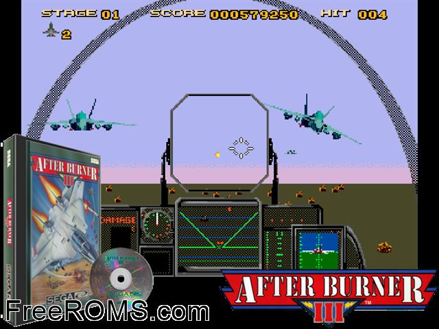 After Burner 3 Sega CD game showing 3D box cover and gameplay screenshot