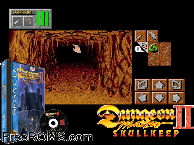 Dungeon Master - Skull Keep Sega CD game showing 3D box cover and gameplay screenshot