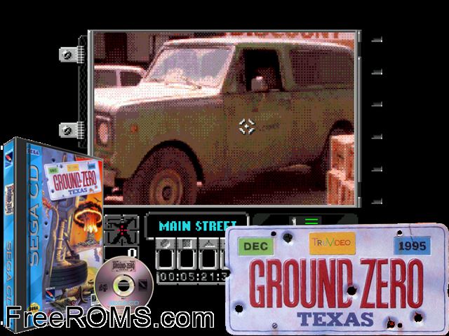 Ground Zero Texas Disk 1 Sega CD game showing 3D box cover and gameplay screenshot
