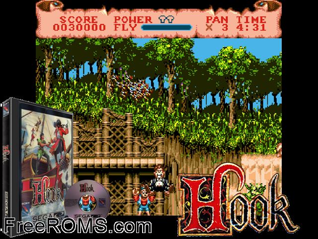 Hook Sega CD game showing 3D box cover and gameplay screenshot