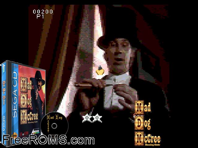Mad Dog Mccree Sega CD game showing 3D box cover and gameplay screenshot