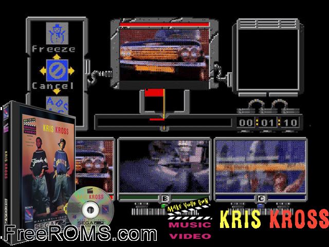 Make My Video - Kris Kross Sega CD game showing 3D box cover and gameplay screenshot