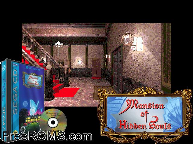 Mansion of Hidden Souls Sega CD game showing 3D box cover and gameplay screenshot