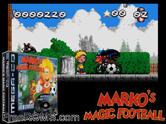 Marko Sega CD game showing 3D box cover and gameplay screenshot