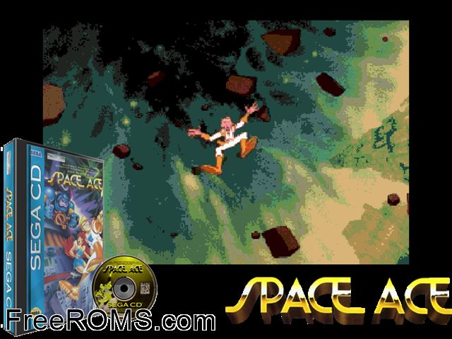 Space Ace Sega CD game showing 3D box cover and gameplay screenshot