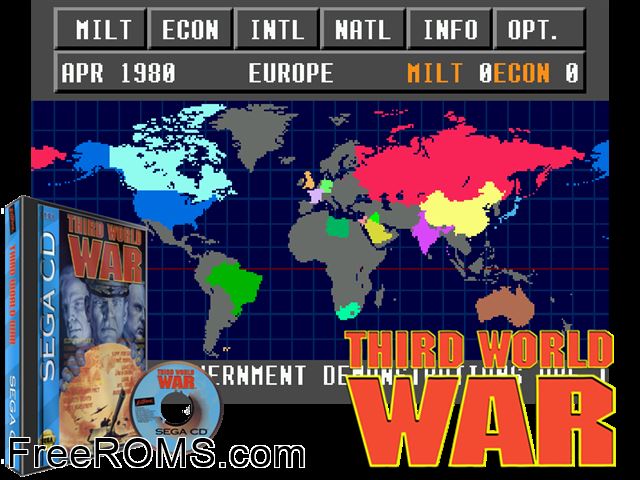 Third World War Sega CD game showing 3D box cover and gameplay screenshot