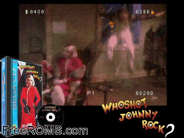 Who Shot Johnny Rock Sega CD game showing 3D box cover and gameplay screenshot