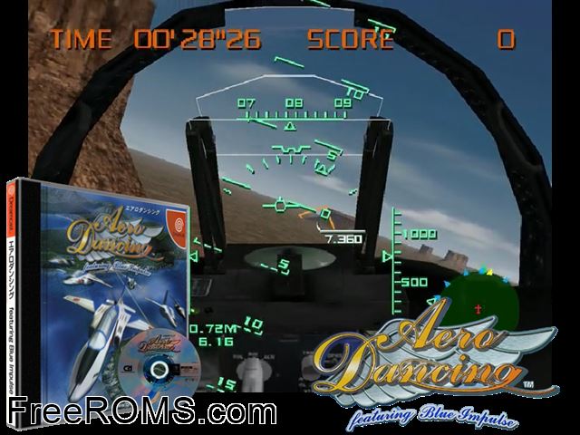 Aero Dancing - Featuring Blue Impulse v1.003 (JP) Sega Dreamcast game showing 3D box cover and gameplay screenshot