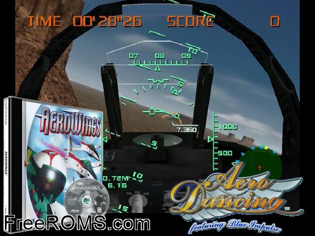 AeroWings v1.002 Sega Dreamcast game showing 3D box cover and gameplay screenshot