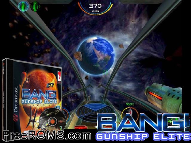 BANG! - Gunship Elite v1.003 Sega Dreamcast game showing 3D box cover and gameplay screenshot