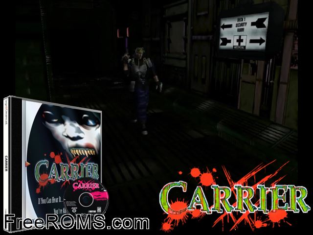 Carrier v1.001 (M4) Sega Dreamcast game showing 3D box cover and gameplay screenshot
