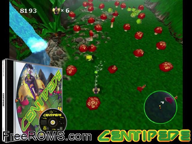 Centipede v1.004 Sega Dreamcast game showing 3D box cover and gameplay screenshot