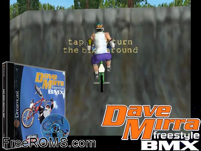 Dave Mirra Freestyle BMX v1.001 Sega Dreamcast game showing 3D box cover and gameplay screenshot
