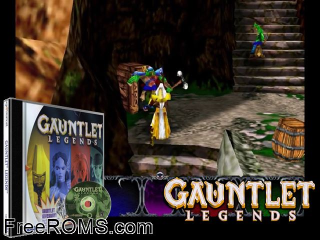 Gauntlet Legends v1.003 Sega Dreamcast game showing 3D box cover and gameplay screenshot