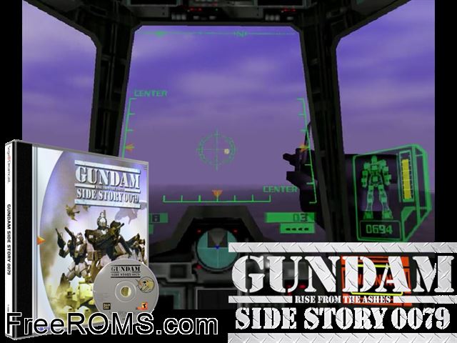 Gundam - Side Story 0079 - Rise from the Ashes v1.003 (JP) Sega Dreamcast game showing 3D box cover and gameplay screenshot