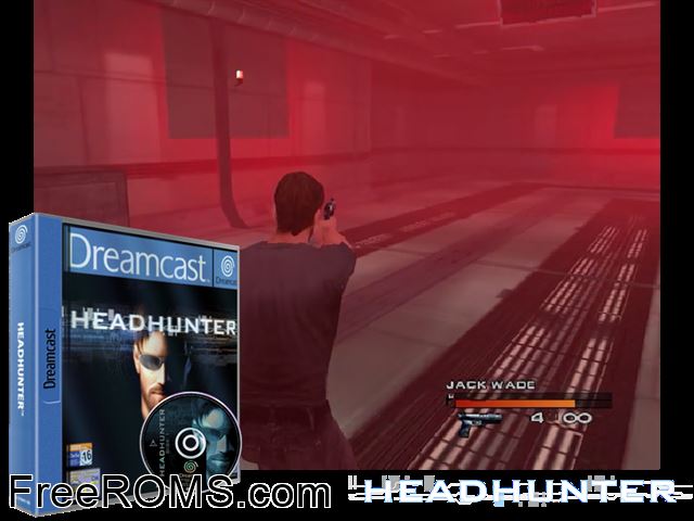 Headhunter v1.006 (M4)(Disc 1 of 2) Sega Dreamcast game showing 3D box cover and gameplay screenshot