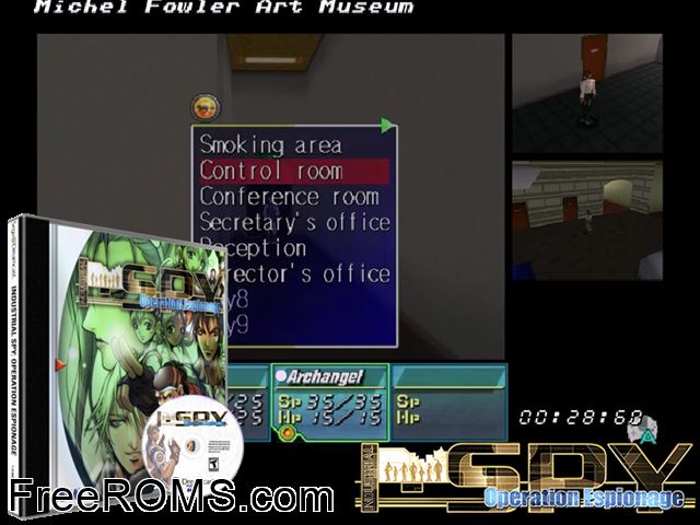 Industrial Spy - Operation Espionage v1.001 Sega Dreamcast game showing 3D box cover and gameplay screenshot