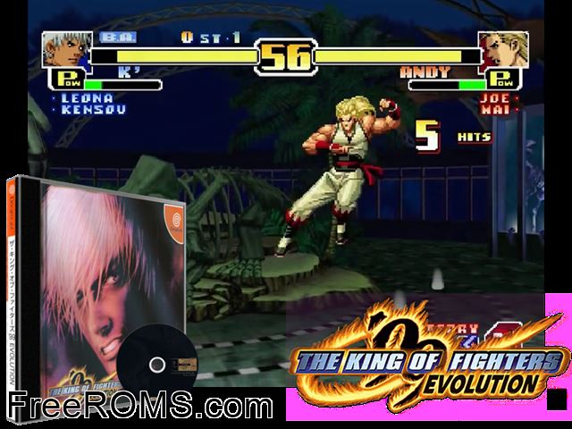 King of Fighters 99 Evolution, The v1.002 (JP)(M4) Sega Dreamcast game showing 3D box cover and gameplay screenshot