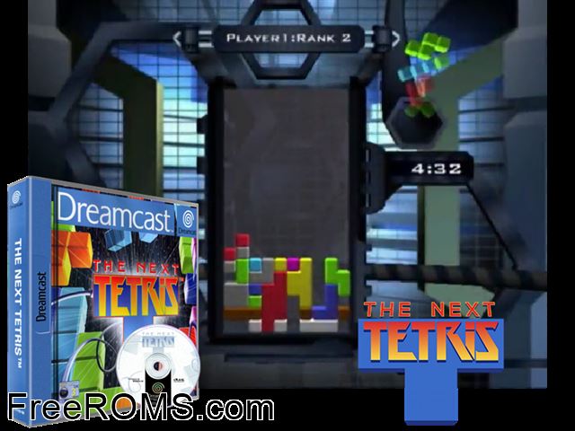Next Tetris, The v1.003 Sega Dreamcast game showing 3D box cover and gameplay screenshot