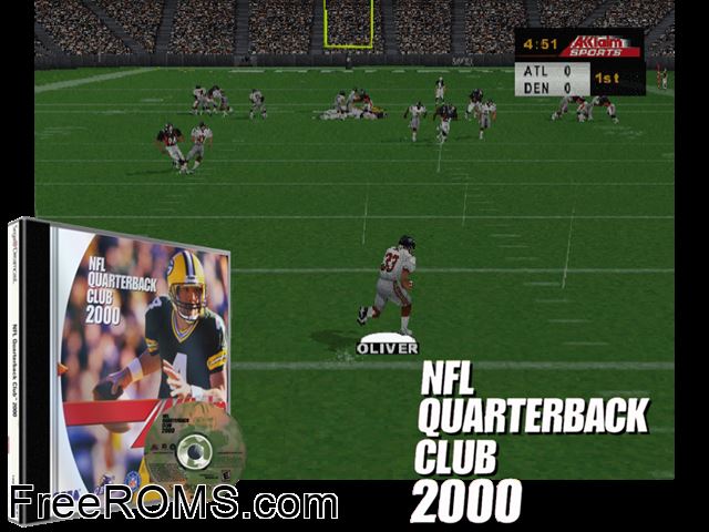 NFL Quarterback Club 2000 v1.030 Sega Dreamcast game showing 3D box cover and gameplay screenshot