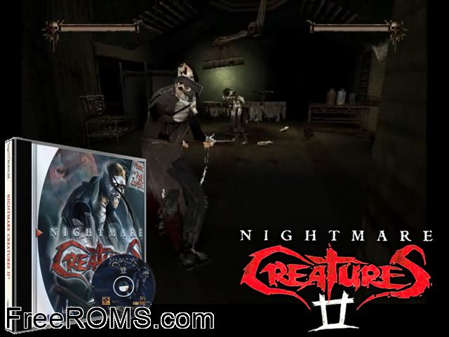 Nightmare Creatures II v1.000 Sega Dreamcast game showing 3D box cover and gameplay screenshot