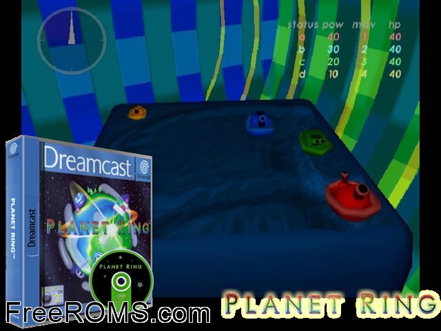 Planet Ring v1.005 (M5)[online only] Sega Dreamcast game showing 3D box cover and gameplay screenshot