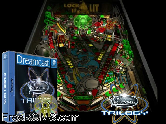 Pro Pinball - Trilogy v1.100 Sega Dreamcast game showing 3D box cover and gameplay screenshot