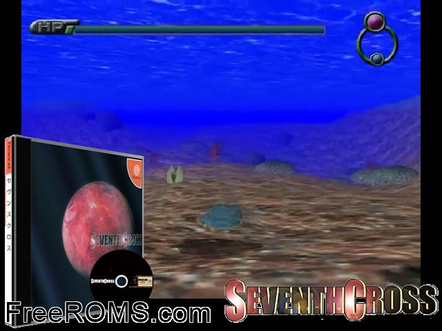 Seventh Cross v1.000 (JP) Sega Dreamcast game showing 3D box cover and gameplay screenshot