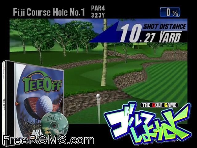 Tee Off v1.002 Sega Dreamcast game showing 3D box cover and gameplay screenshot