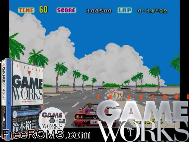 Yu Suzuki Game Works Vol. 1 v1.002 (JP) Sega Dreamcast game showing 3D box cover and gameplay screenshot