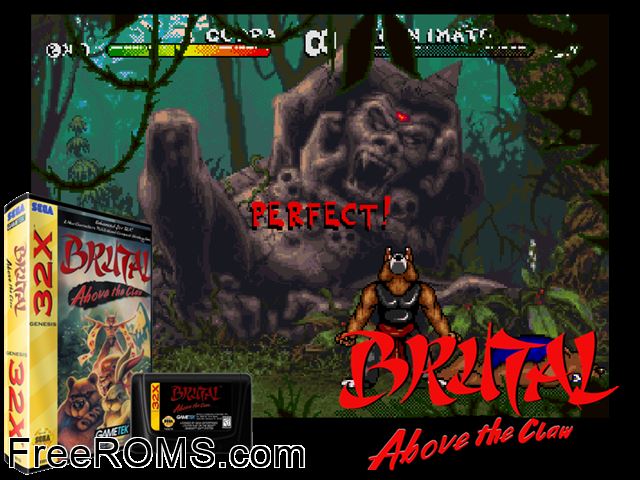 Brutal Unleashed - Above the Claw (32X) Sega Genesis 32x game showing 3D box cover and gameplay screenshot