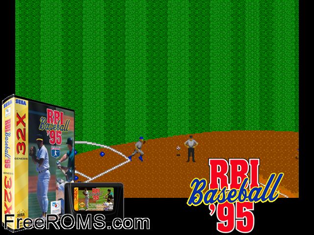 RBI Baseball 95 (32X) Sega Genesis 32x game showing 3D box cover and gameplay screenshot