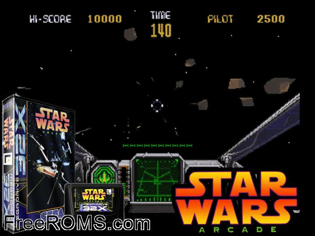 Star Wars Arcade (32X) Sega Genesis 32x game showing 3D box cover and gameplay screenshot