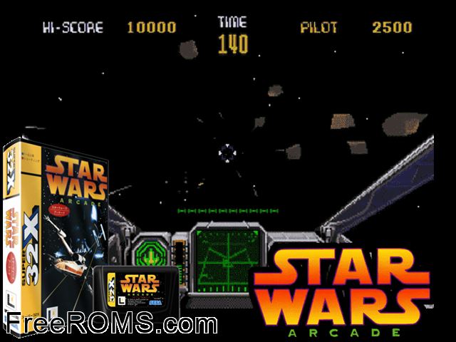 Star Wars Arcade (32X) (Japan) Sega Genesis 32x game showing 3D box cover and gameplay screenshot