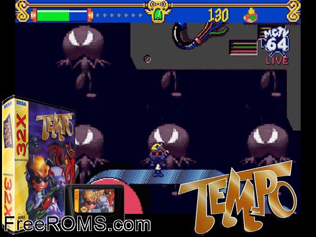 Tempo (32X) (USA/Japan) Sega Genesis 32x game showing 3D box cover and gameplay screenshot