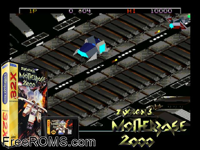Zaxxon's Motherbase 2000 (32X) (USA/Japan) Sega Genesis 32x game showing 3D box cover and gameplay screenshot