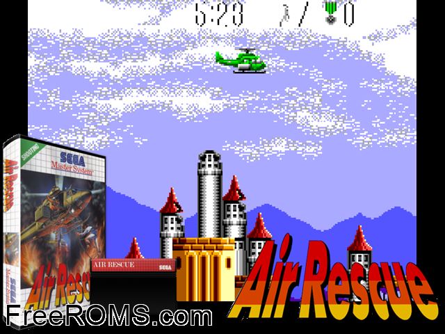 Air Rescue Sega Master System game showing 3D box cover and gameplay screenshot