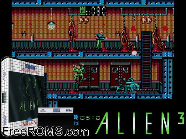 Alien 3 Sega Master System game showing 3D box cover and gameplay screenshot