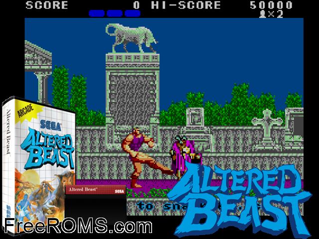 Altered Beast Sega Master System game showing 3D box cover and gameplay screenshot