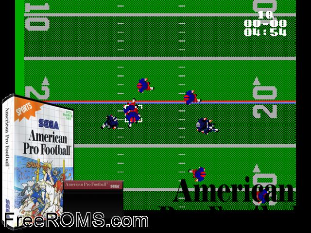 American Pro Football Sega Master System game showing 3D box cover and gameplay screenshot
