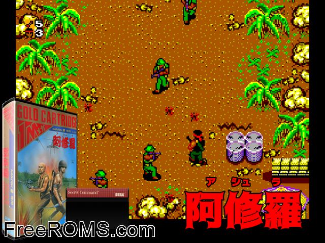 Ashura Sega Master System game showing 3D box cover and gameplay screenshot