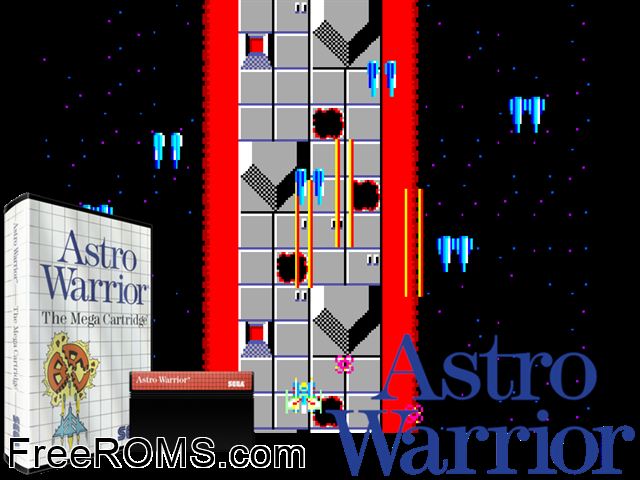 Astro Warrior Sega Master System game showing 3D box cover and gameplay screenshot