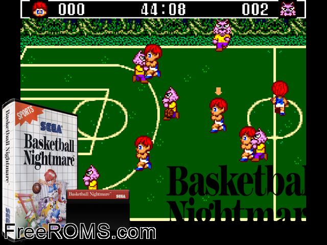 Basket Ball Nightmare Sega Master System game showing 3D box cover and gameplay screenshot