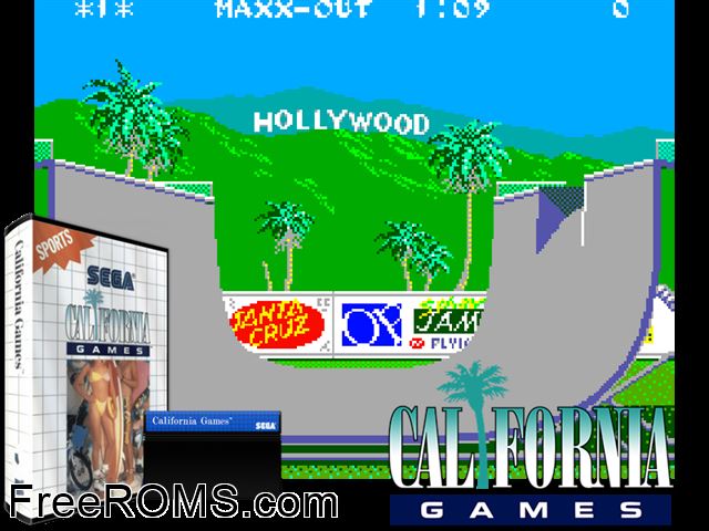 California Games Sega Master System game showing 3D box cover and gameplay screenshot