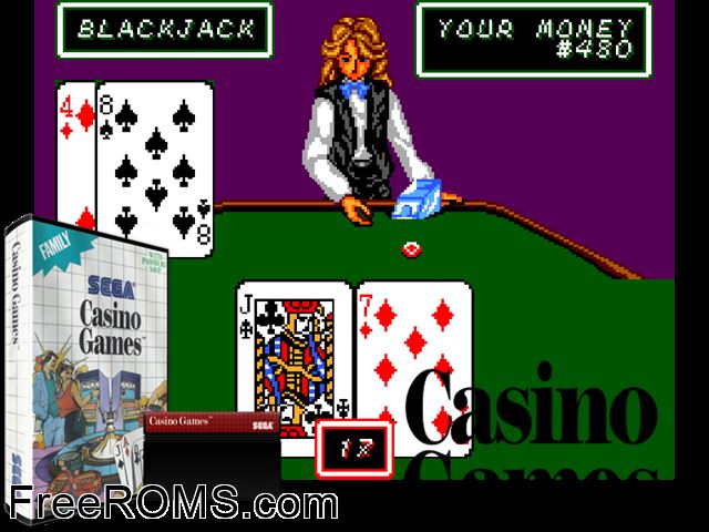 Casino Games Sega Master System game showing 3D box cover and gameplay screenshot