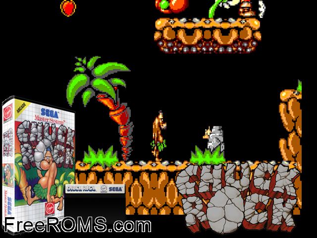 Chuck Rock Sega Master System game showing 3D box cover and gameplay screenshot
