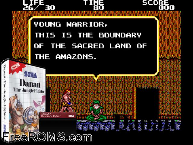 Danan the Jungle Fighter Sega Master System game showing 3D box cover and gameplay screenshot