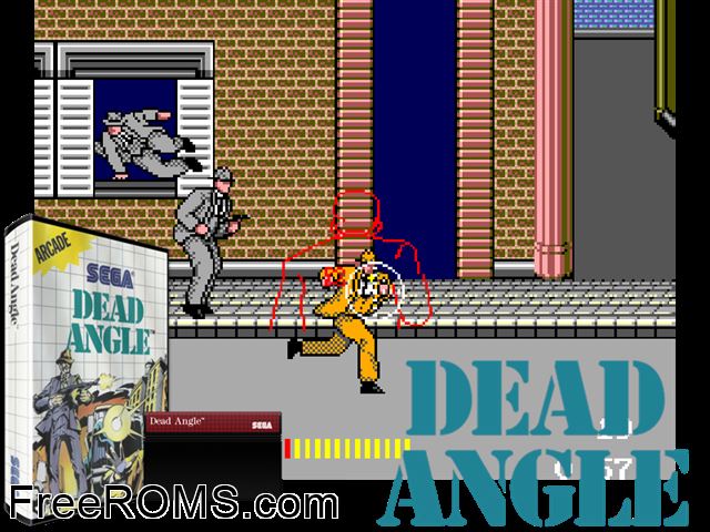 Dead Angle Sega Master System game showing 3D box cover and gameplay screenshot