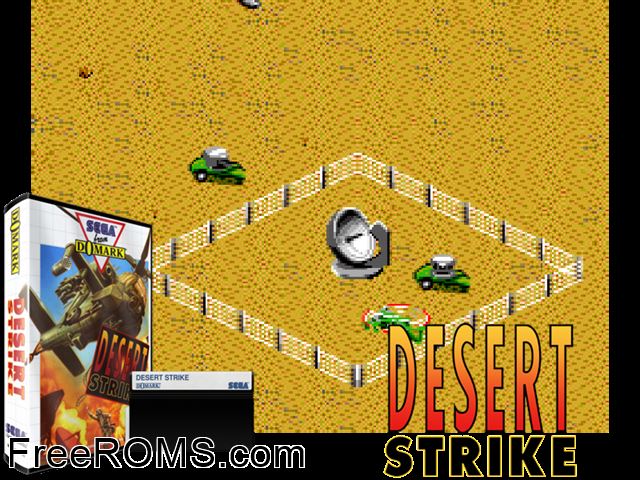 Desert Strike Sega Master System game showing 3D box cover and gameplay screenshot